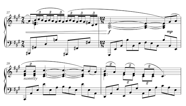 A segment of sheet music